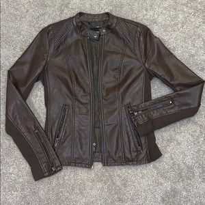 Express Brown Vegan Leather Jacket